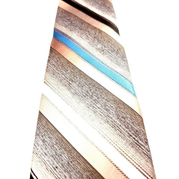 Envoy Polyester Tie Brown Striped Short Skinny - Picture 2 of 5